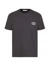 Valentino Men's Cotton T-shirt With V-logo Signature Patch In Black