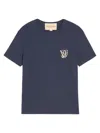 Valentino Garavani Logo-embroidered Cotton T-shirt In Blue
