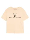 Valentino Men Beige Round Neck Logo T-shirt In Pink
