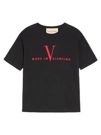 Valentino Crew Neck Short Sleeve T-shirt Design In Black