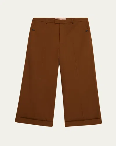 Valentino Men's Cuffed Wide-leg Gabardine Pants In Lt Camel