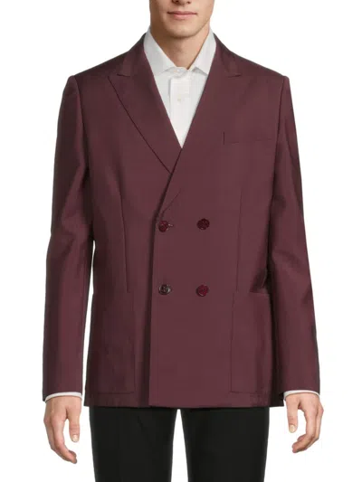 VALENTINO MEN'S DOUBLE-BREASTED MOHAIR-WOOL MODERN-FIT BLAZER
