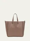 Valentino Men's Double Rockstud Reversible Leather Tote Bag In Clay/nero