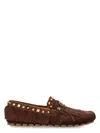 Valentino Garavani Driver Fastaway Loafer With Fringes And Decorative Studs In Dark Brown