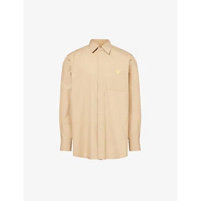 Valentino Mens Duna Branded-hardware Patch-pocket Regular-fit Cotton Shirt