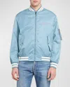 Valentino Nylon Bomber Jacket With Embroidery And Print. In Stone