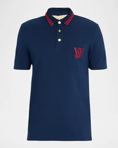 VALENTINO MEN'S EMBROIDERED VG-POCKET POLO SHIRT