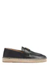 Valentino Garavani Palm Avenue Leather Espadrille Loafers In Nero