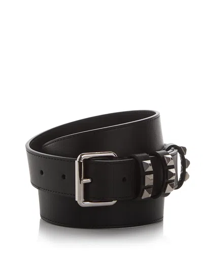 Valentino Garavani Men's Flaneuse Rockstud Leather Belt In Black