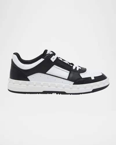 VALENTINO GARAVANI MEN'S FREEDOTS LEATHER LOW-TOP SNEAKERS