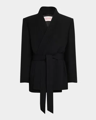 Valentino Men's Gabardine Kimono Jacket In Black