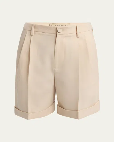 Valentino Men's Gabardine Pleated Bermuda Shorts