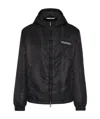 Valentino Hooded Logo-print Technical Windbreaker Jacket In Black