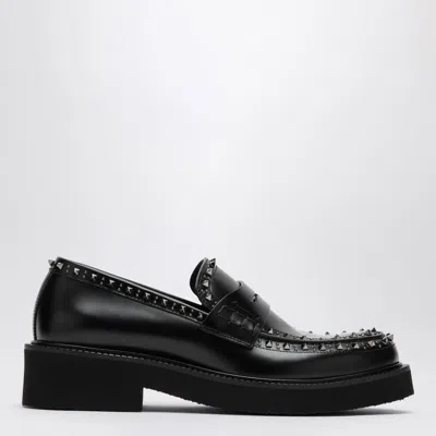 Valentino Garavani Gentleglam Rockstud Leather Loafers In Black