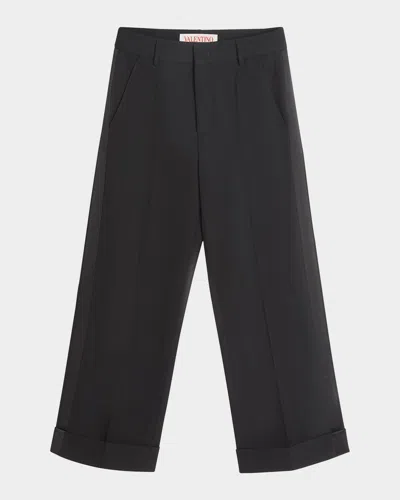 Valentino Garavani Charcoal Wool Pant In Black