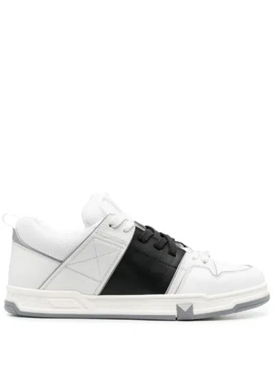 Valentino Garavani Men's Grey And White Leather Sneakers For 2024
