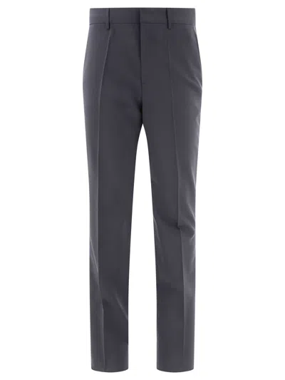 VALENTINO MEN'S GREY WOOL TAILORED TROUSERS FOR SS24