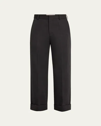 Valentino Gray Wool Gabardine Trousers In Antracite