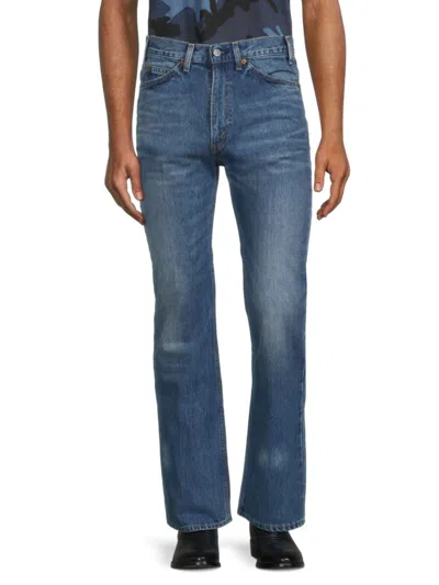 Valentino Men's High Rise Whiskered Jeans In Navy
