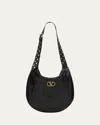 Valentino Garavani Medium Hoboho Bag In Chevron-pattern Nappa In Black