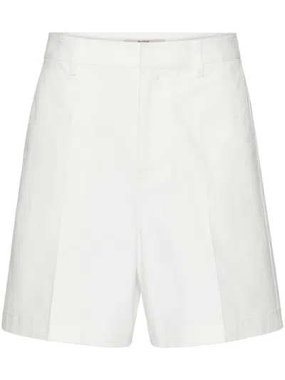 Valentino White V Detail Cotton Bermudas For Men In Ivory