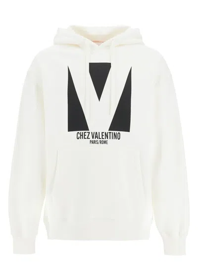 VALENTINO MEN'S IVORY SWEATSHIRT WITH CHEZ PRINT | SIZE MEDIUM | 6V3MF28NAQA