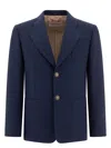 Valentino Slim Fit Wool Gabardine Jacket In Blue