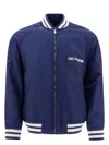 Valentino Blue Bomber Jacket In Printed Polyamide With Zip And High Collar In Blue