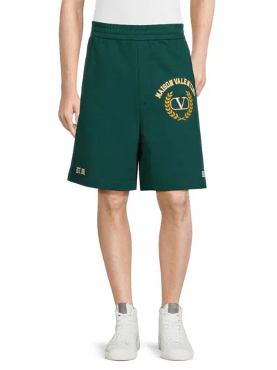 Valentino Men's Knit Jersey Logo Shorts In Green