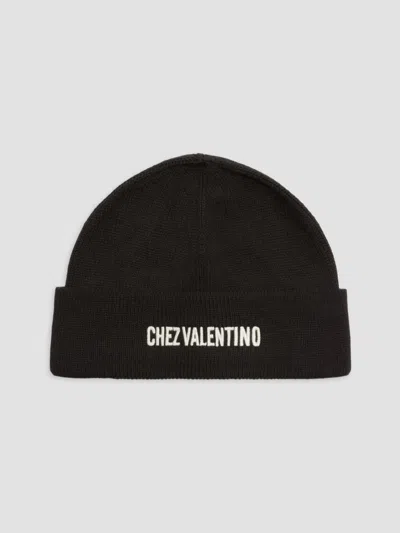 Valentino Garavani Men's Knitted Wool Beanie In Black