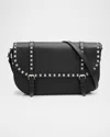 Valentino Large Rockstud Messenger Bag With Adaptable Strap In Nero
