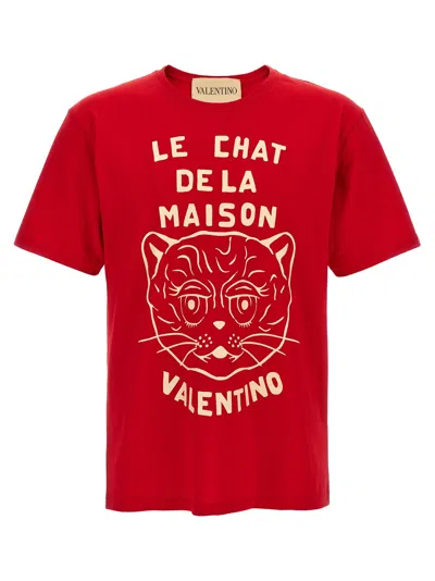 Valentino Garavani Men's Le Chat De La Maison T-shirt In Red