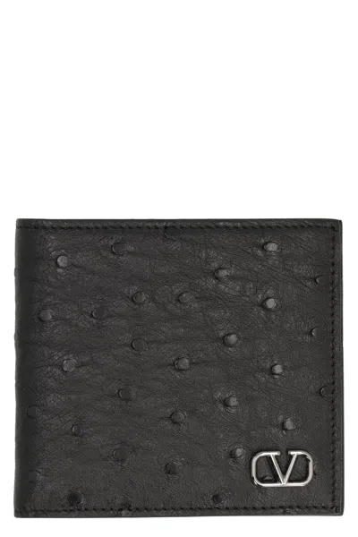 Valentino Garavani Valentino Men's Leather Mini Wallet - Two Bill Compartments In Black