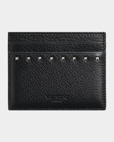 VALENTINO GARAVANI MEN'S LEATHER ROCKSTUD CARD HOLDER