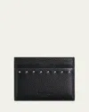 Valentino Men's Leather Rockstud Card Holder In Nero