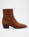 Valentino Pat Ankle Boot In Kidskin In Tobacco