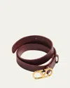 Valentino Men's Leather V Logo Buckle Belt In Rdk Dr Aubergine