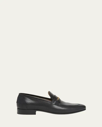 VALENTINO GARAVANI MEN'S LEATHER VLOGO CHAIN BIT LOAFERS