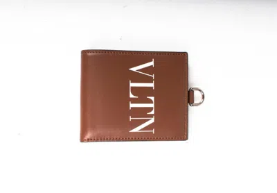 Pre-owned Valentino Garavani Valentino Men Leather Wallet Bifold, S1502 In Brown
