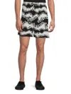 Valentino Men's Signature Wave-print Silk Shorts In Black White