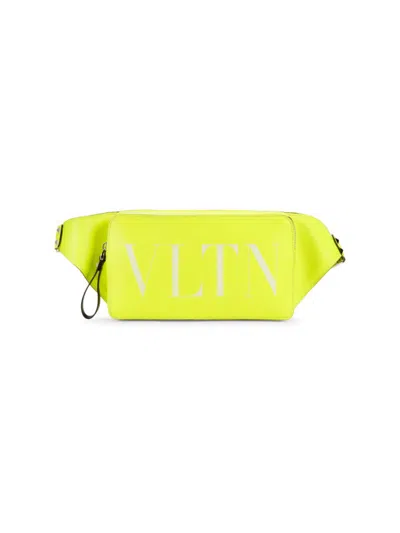 Valentino Garavani Men's Logo Leather Belt Bag In Giallo Yellow
