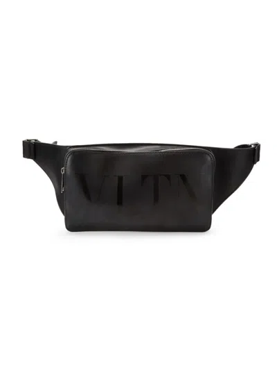 Valentino Garavani Black Vltn Leather Belt Bag In Nero