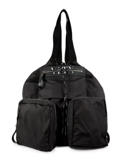 Valentino Garavani Men's Logo Oversized Pocket Shoulder Bag In Black White