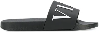Valentino Garavani Men's Logo Strap Pool Slides In Black