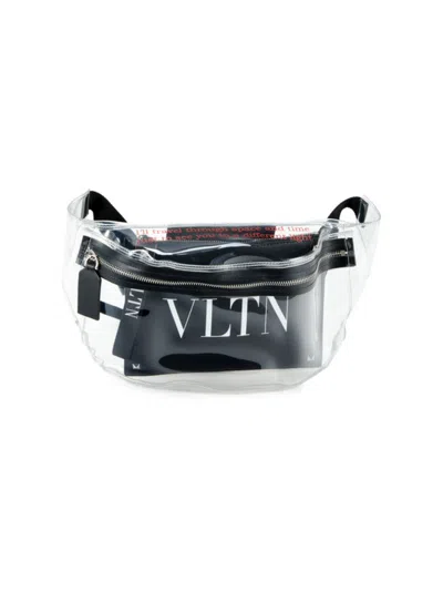 Valentino Garavani Men's Logo Transparent Plastic & Leather Belt Bag In Black