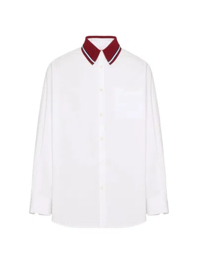 Valentino Men's Long-sleeved Cotton Poplin Shirt In White