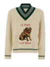 Valentino Garavani Butter-coloured Sweater With Le Chien De La Maison In Neutral