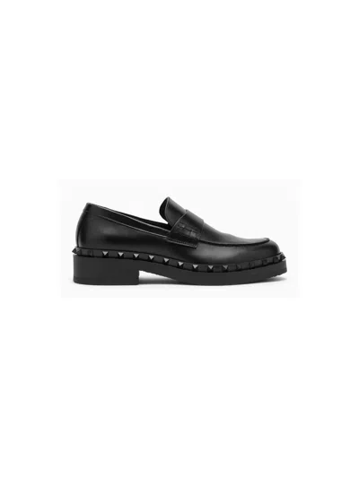 Valentino Garavani Men's M-way Leather Rockstud Loafer In Black