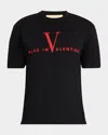 Valentino Black Crew Neck T-shirts In Black