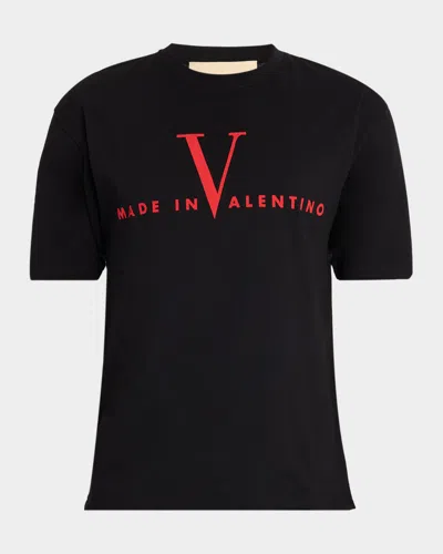Valentino Crew Neck Short Sleeve T-shirt Design In Black
